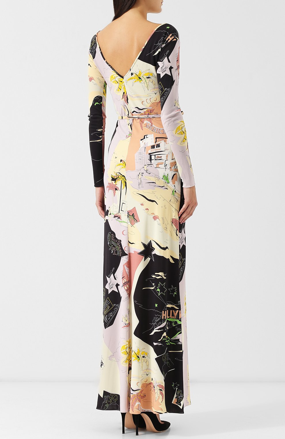 Платье-макси с поясом и принтом EMILIO PUCCI разноцветного цвета по цене 128500 руб., арт. 8UJI30/8U724, фото 4 Платье-макси с поясом и принтом EMILIO PUCCI, арт. 8UJI30/8U724, фото 4