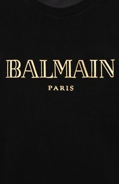 Детский хлопковый свитшот BALMAIN черного цвета, арт. BV4R60 | Фото 3 (Рукава: Длинные; Материал внешний: Хлопок; Драгоценные камни: Проставлено; Материал сплава: Проставлено; Девочки Кросс-КТ: Свитшот-одежда; Ростовка одежда: 16 лет | 164 см, 13 - 15 лет | 158 см, 6 лет | 116 см, 10 - 11 лет | 140 - 146см, 12 лет | 152 см, 8 лет | 128 см)