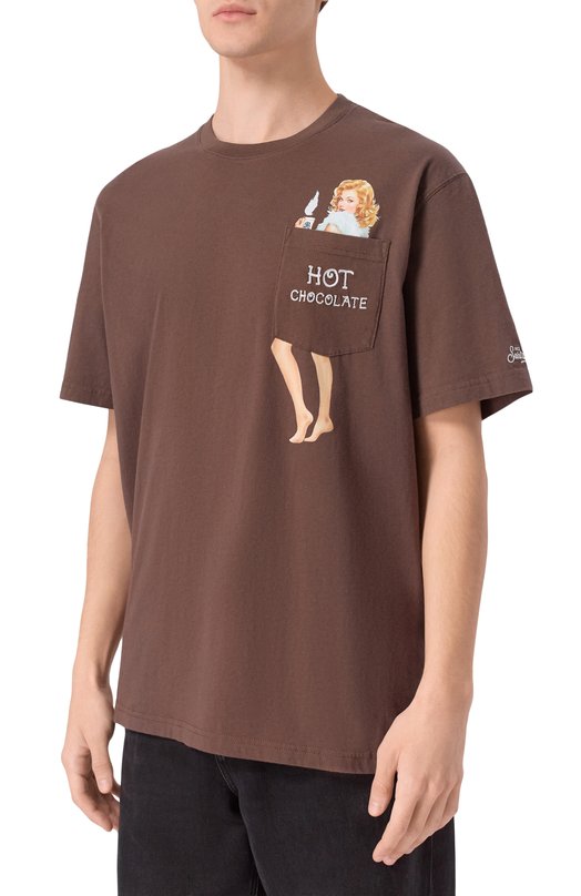 Хлопковая футболка MC2 Saint Barth C0NR0001-02652I/C0NN0R Коричневый  C0NR0001-02652I/C0NN0R Фото 3