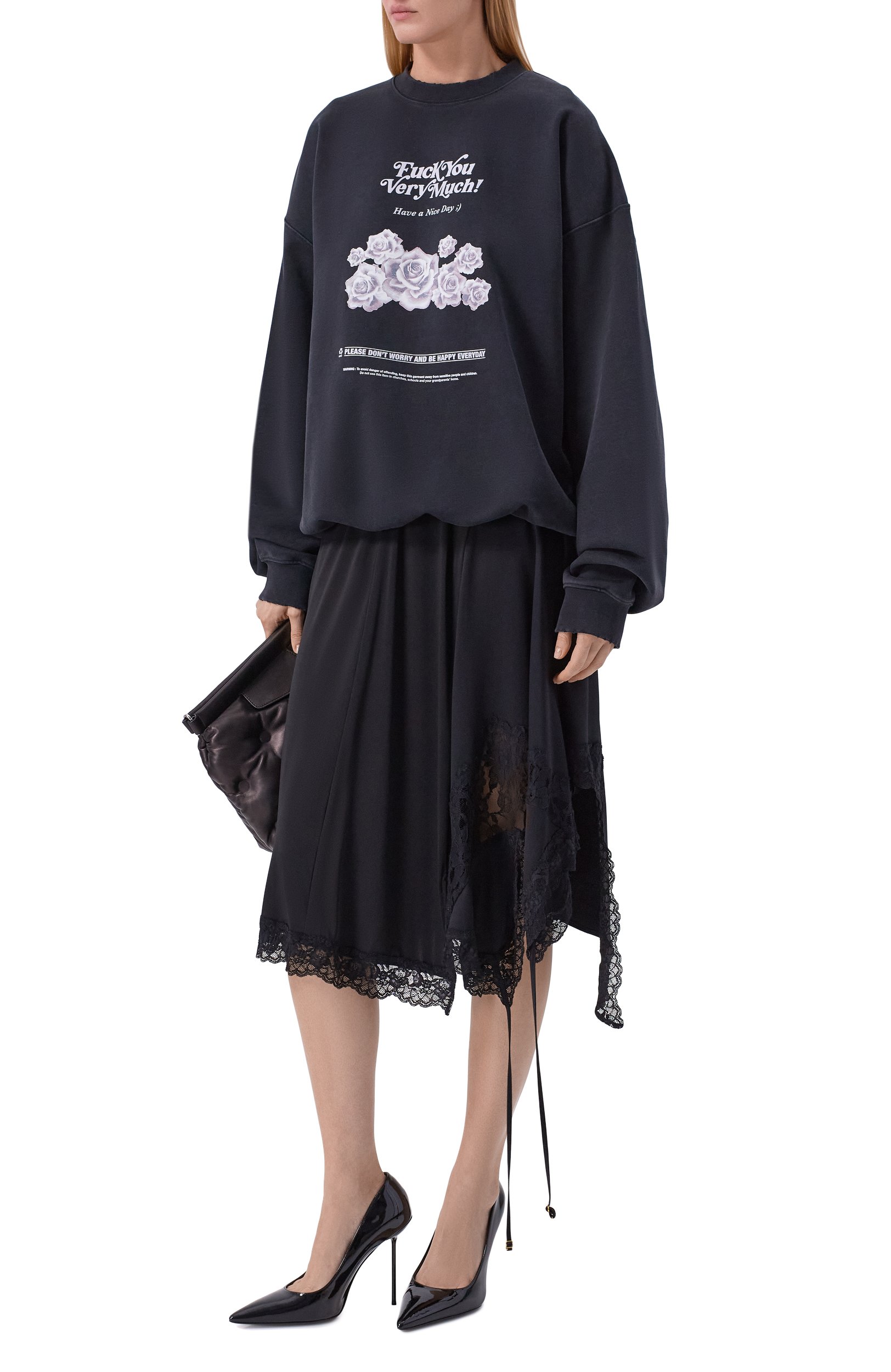 Хлопковый свитшот VETEMENTS черного цвета по цене 109500 руб., арт. MH27CN203B, фото 3 Хлопковый свитшот VETEMENTS, арт. MH27CN203B, фото 3