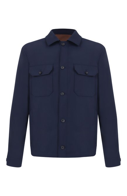 Мужская шерстяная куртка-рубашка CORNELIANI темно-синего цвета, арт. 25LI23-2518523 | Фото 1 (Материал внешний: Шерсть, Синтетический материал; Кросс-КТ: Легкие; Мужское Кросс-КТ: Куртка-рубашка, шерсть и кашемир; Длина (верхняя одежда): Короткие; Материал сплава: Проставлено; Рукава: Длинные; Стили: Кэжуэл; Драгоценные камни: Проставлено)