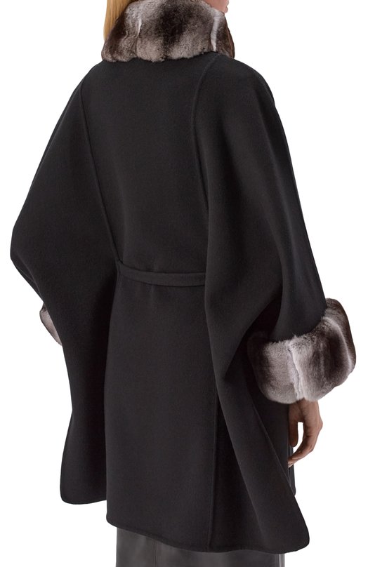 Пальто из шерсти и кашемира с отделкой из шиншиллы  MVST FTBKB-Y681-1CH/LP1432 Чёрный  FTBKB-Y681-1CH/LP1432 Фото 4