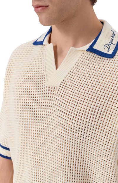 Хлопковое поло DSQUARED2 кремового цвета по цене 78600 руб., арт. S74HA1598/D13194, фото 5 Хлопковое поло DSQUARED2, арт. S74HA1598/D13194, фото 5