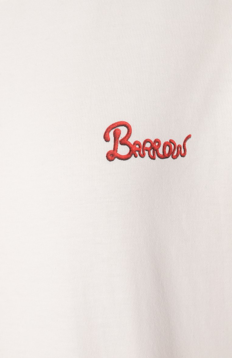 Женская хлопковая футболка BARROW белого цвета, арт. S5BWW0TH161 | Фото 6 (Материал внешний: Хлопок; Рукава: Короткие; Материал сплава: Проставлено; Длина (для топов): Стандартные; Драгоценные камни: Проставлено; Принт: С принтом; Стили: Кэжуэл; Женское Кросс-КТ: Футболка-одежда)