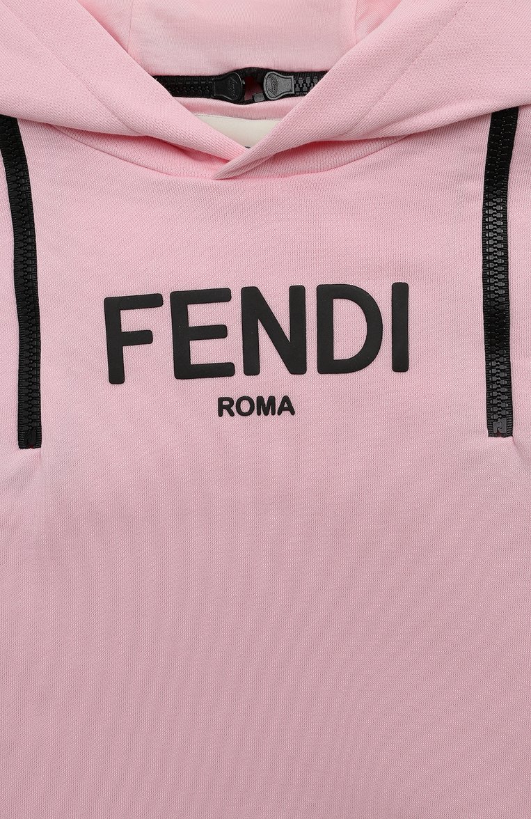 Детский хлопковое худи FENDI розового цвета, арт. JFH145/5V0/3-6 | Фото 3 (Рукава: Длинные; Материал внешний: Хлопок; Девочки Кросс-КТ: Худи-одежда; Автоматизация ТО: Проставлено; Автоматизация состава: Проставлено; Ростовка одежда: 5 лет | 110 см, 7 лет | 122 см)