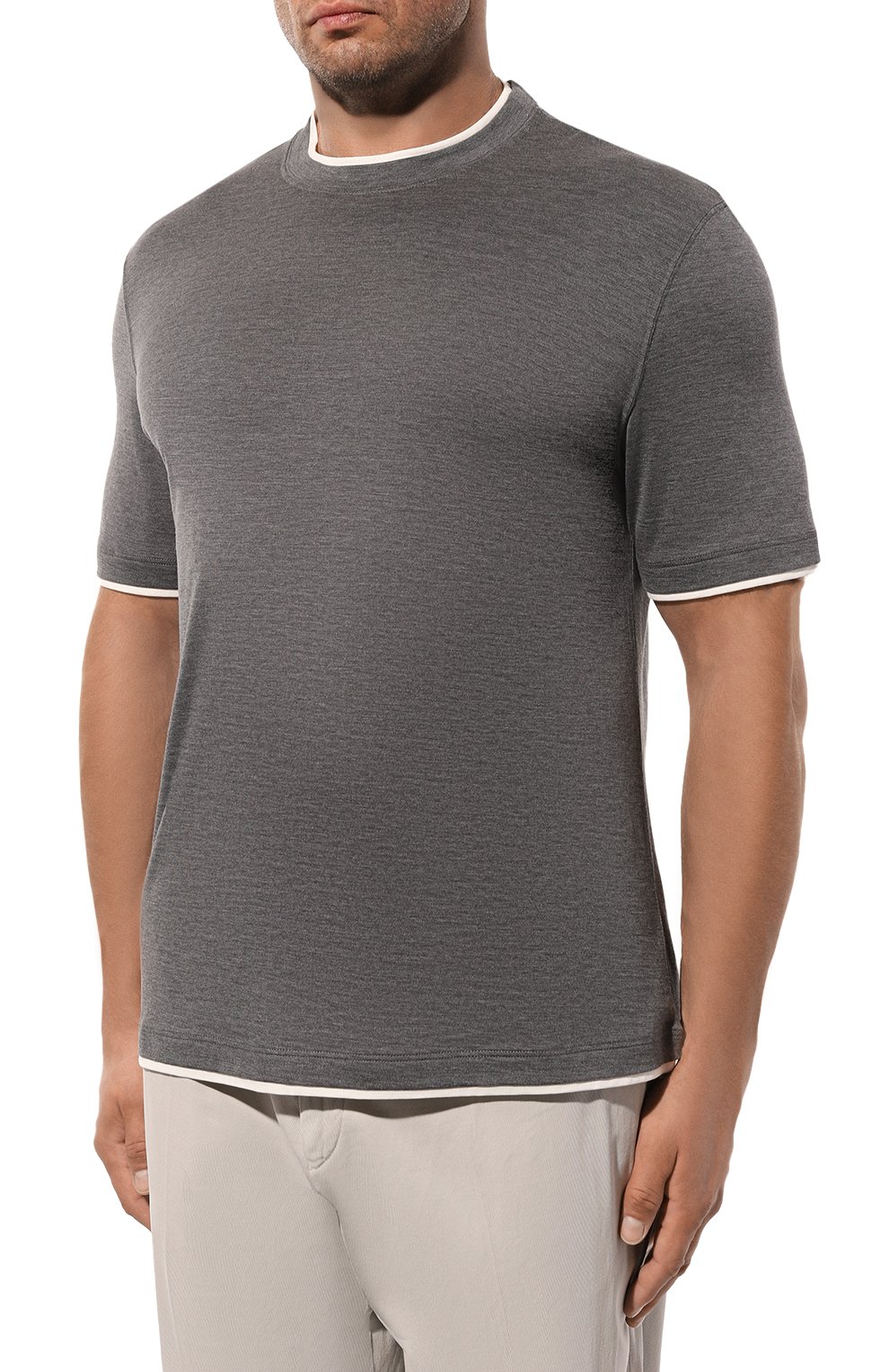 Футболка из шелка и хлопка BRUNELLO CUCINELLI, арт. MH8367427, фото 3