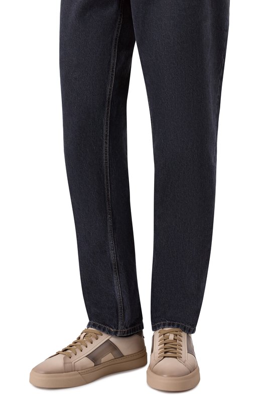 Кожаные кеды Gloria Santoni MBGG22018TARTG0N Бежевый  MBGG22018TARTG0N Фото 3