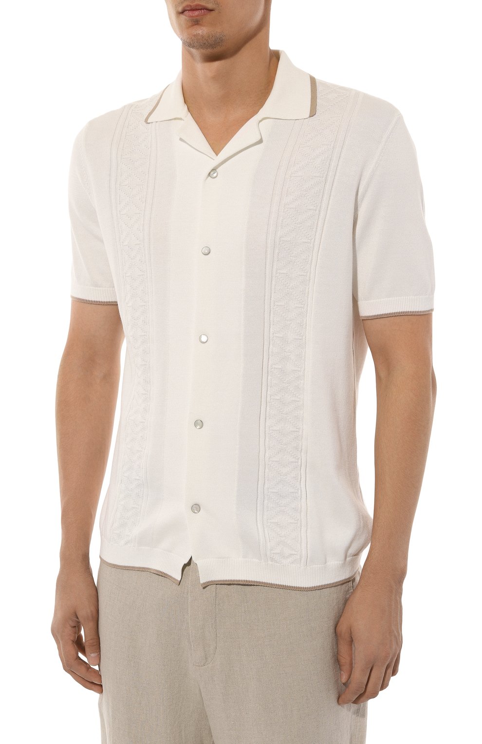 Хлопковая рубашка BRUNELLO CUCINELLI белого цвета по цене 127000 руб., арт. M29202605, фото 3 Хлопковая рубашка BRUNELLO CUCINELLI, арт. M29202605, фото 3