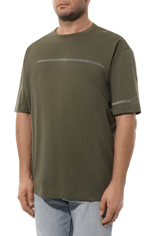 Хлопковая футболка Paul&Shark 23411033 Хаки  23411033 Фото 3