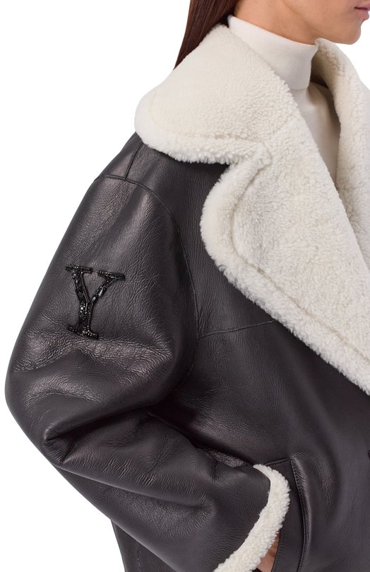 Дубленка из овчины YANINA Т-2984 Чёрно-белый  Т-2984 Фото 5