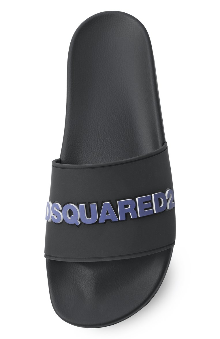 Мужские шлепанцы DSQUARED2 черного цвета, арт. FFM0023 17205013 | Фото 6 (Материал внешний: Экокожа; Нос: Не проставлено)