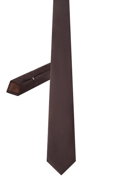 Галстук из шелка и хлопка CANALI темно-коричневого цвета по цене 18500 руб., арт. 18/HJ04180, фото 3 Галстук из шелка и хлопка CANALI, арт. 18/HJ04180, фото 3