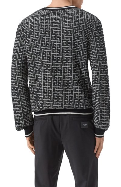 Джемпер из шерсти и льна BALMAIN черно-белого цвета по цене 125500 руб., арт. EH1KD000/KI03, фото 4 Джемпер из шерсти и льна BALMAIN, арт. EH1KD000/KI03, фото 4