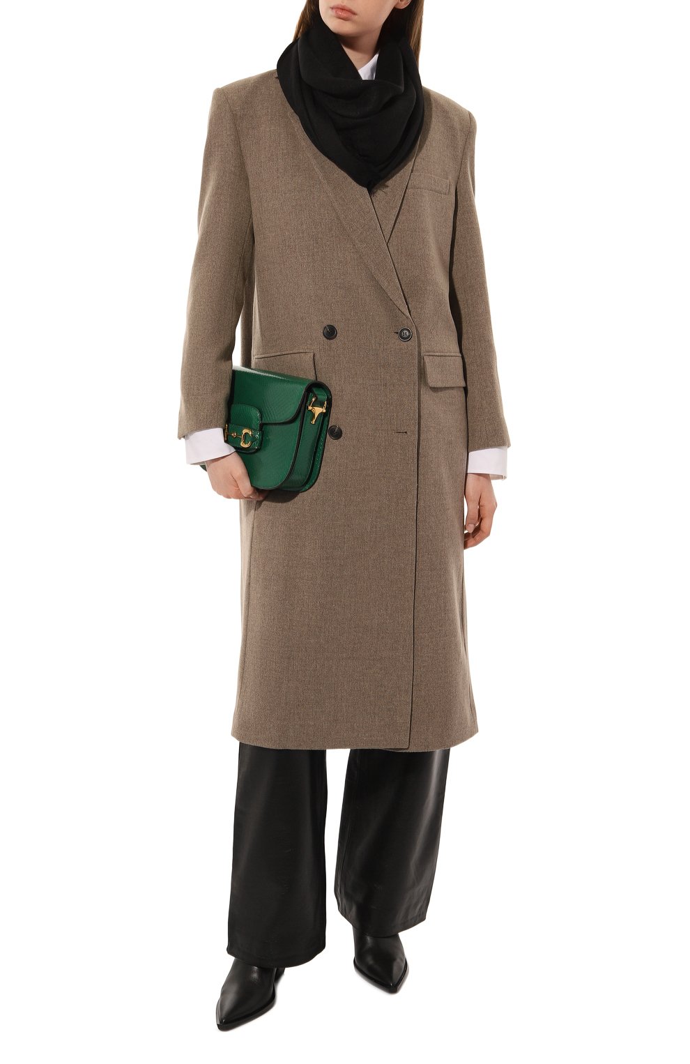 Шаль из шелка и шерсти GUCCI черного цвета по цене 61920 руб., арт. 406236 3G632, фото 2 Шаль из шелка и шерсти GUCCI, арт. 406236 3G632, фото 2