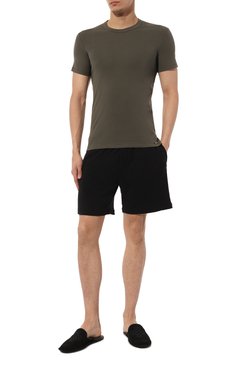 Мужская хлопковая футболка TOM FORD хаки цвета, арт. T4M08104 | Фото 2 (Рукава: Короткие; Материал сплава: Проставлено; Длина (для топов): Стандартные; Драгоценные камни: Проставлено; Материал внешний: Хлопок; Кросс-КТ: домашняя одежда)