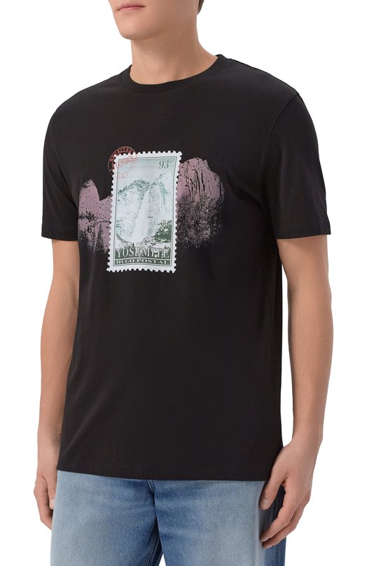 Хлопковая футболка HUGO 50553713 Чёрный  50553713 Фото 3