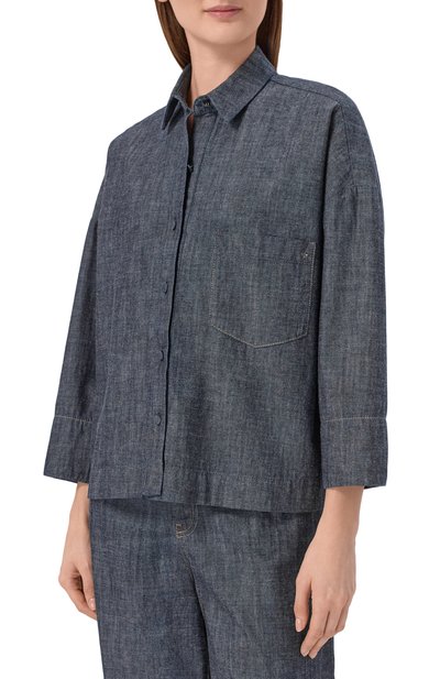 Джинсовая рубашка LORENA ANTONIAZZI синего цвета по цене 61400 руб., арт. E2632CA42A/9526, фото 3 Джинсовая рубашка LORENA ANTONIAZZI, арт. E2632CA42A/9526, фото 3