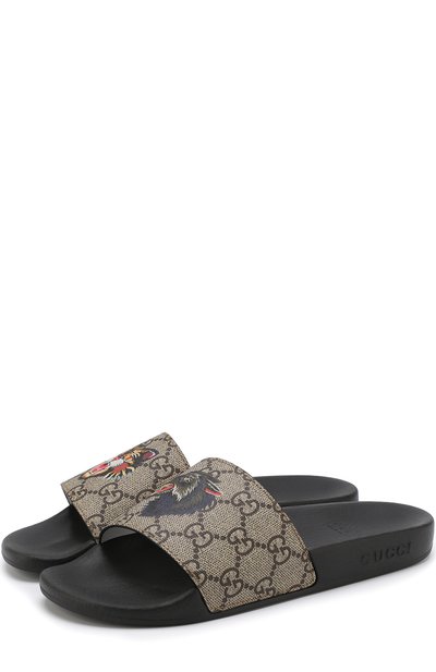 Кожаные шлепанцы с принтом GUCCI, арт. 508811/9N500, фото 1