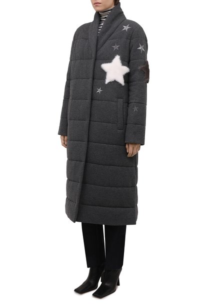 Пальто утепленное SEVEN LAB серого цвета по цене 48300 руб., арт. DLW-002SG charcoal, фото 3 Пальто утепленное SEVEN LAB, арт. DLW-002SG charcoal, фото 3