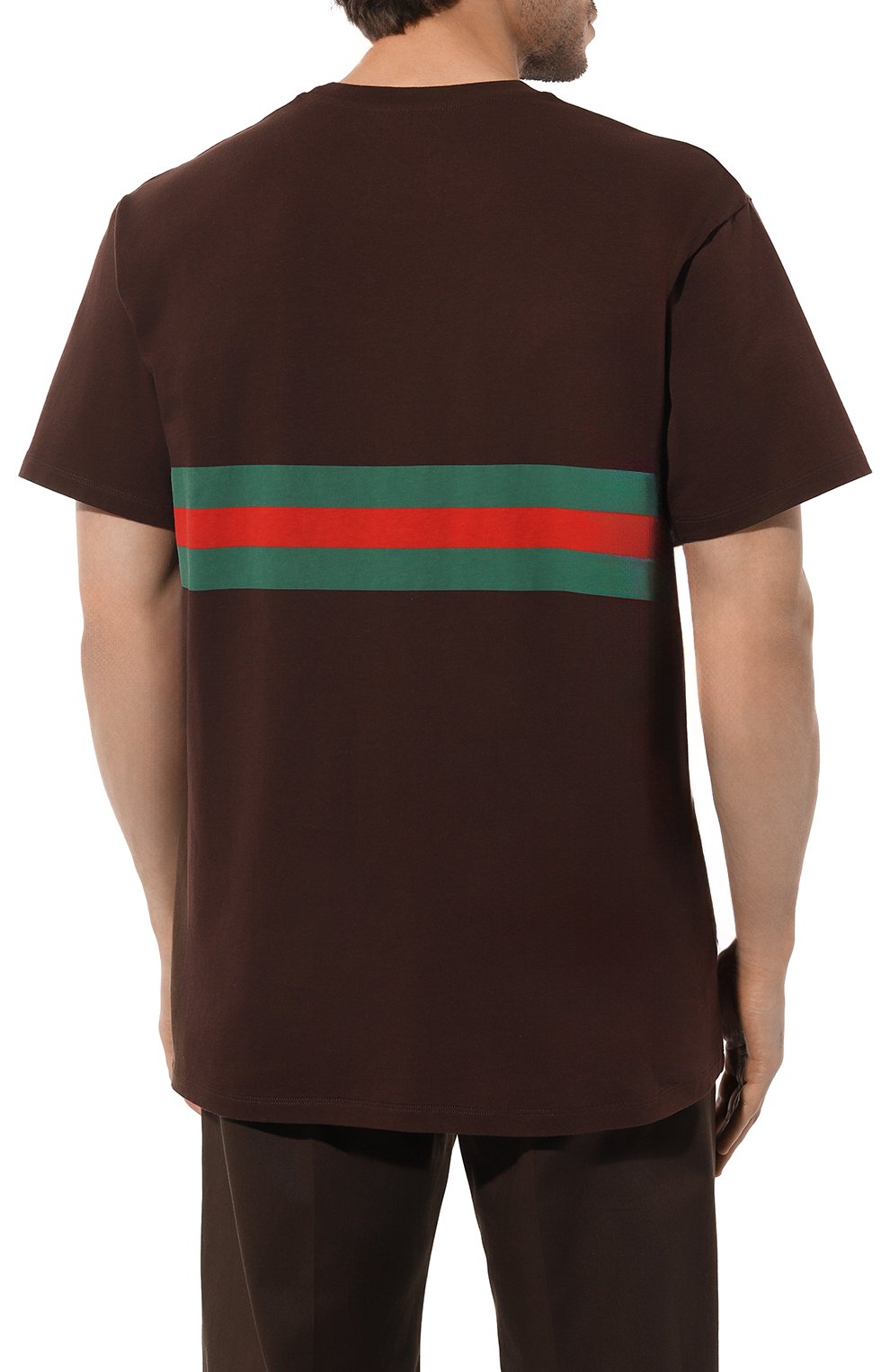 Хлопковая футболка GUCCI темно-коричневого цвета по цене 61550 руб., арт. 548334/XJET1, фото 4 Хлопковая футболка GUCCI, арт. 548334/XJET1, фото 4