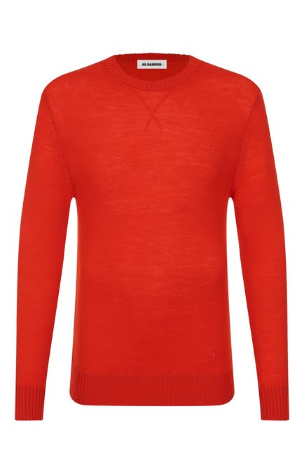 Мужской шерстяной джемпер JIL SANDER красного цвета, арт. J47GP0189/J14772 | Фото 1 (Рукава: Длинные; Длина (для топов): Стандартные; Драгоценные камни: Проставлено; Материал внешний: Шерсть; Материал сплава: Проставлено)