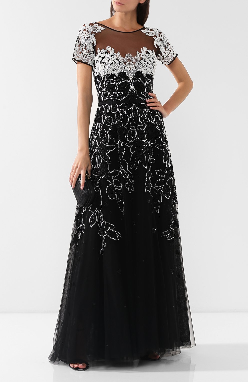Платье-макси ZUHAIR MURAD черно-белого цвета по цене 785000 руб., арт. DRS19022/EMMF001, фото 2 Платье-макси ZUHAIR MURAD, арт. DRS19022/EMMF001, фото 2
