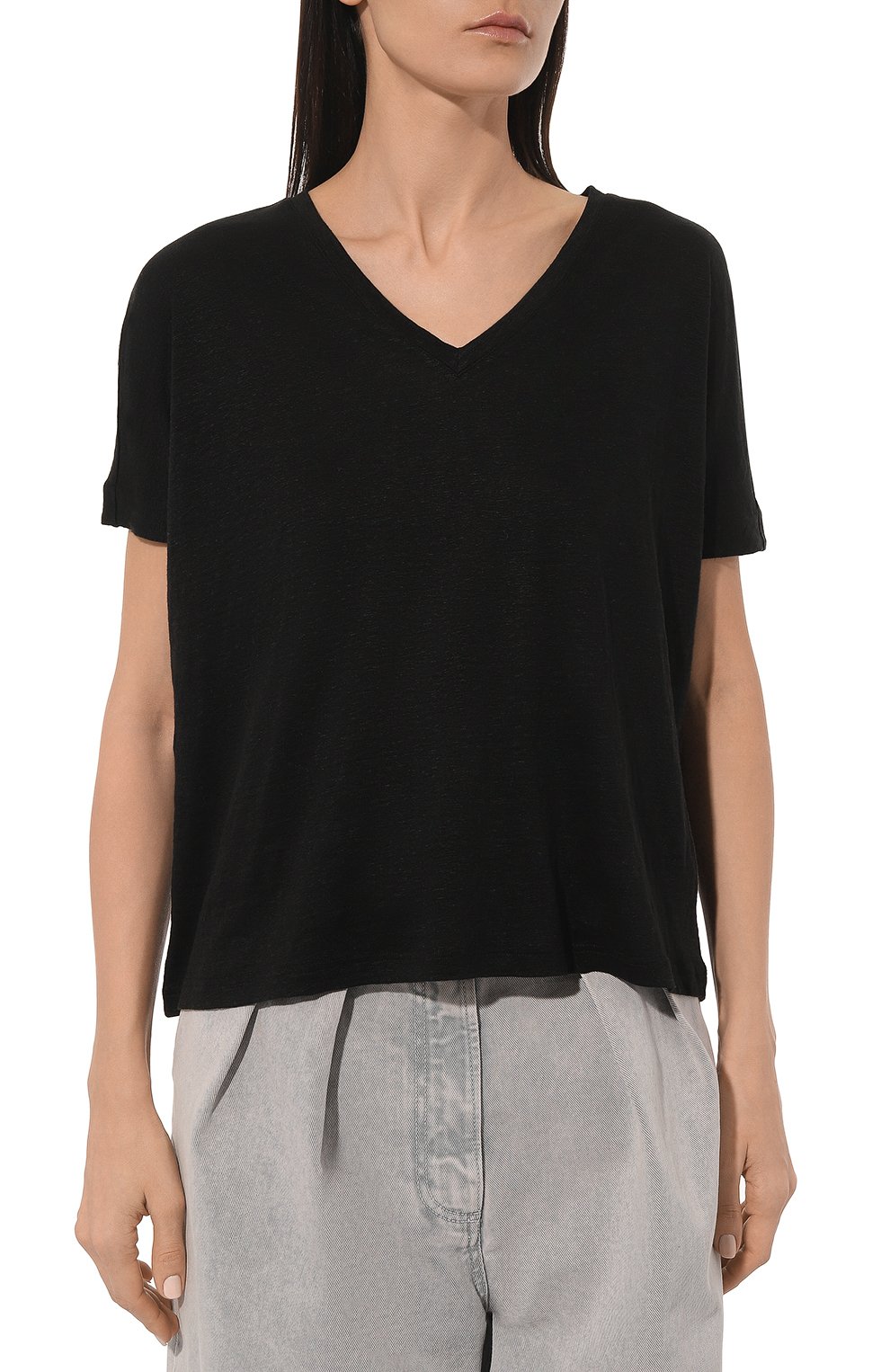 Льняная футболка GRAN SASSO черного цвета по цене 22900 руб., арт. 60230/96800, фото 3 Льняная футболка GRAN SASSO, арт. 60230/96800, фото 3