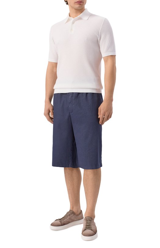 Шорты изо льна и хлопка Kiton UPR004LK0603H Синий  UPR004LK0603H Фото 2
