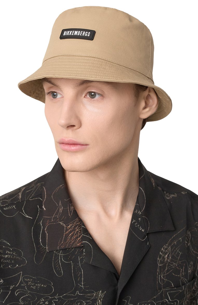 Мужская хлопковая панама DIRK BIKKEMBERGS бежевого цвета, арт. BKCP00482TM | Фото 2 (Нос: Не проставлено; Материал: Хлопок, Текстиль)