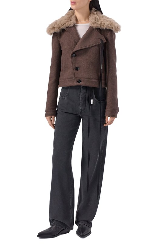 Шерстяная куртка Ann Demeulemeester B0013589/FA674 Коричневый  B0013589/FA674 Фото 3