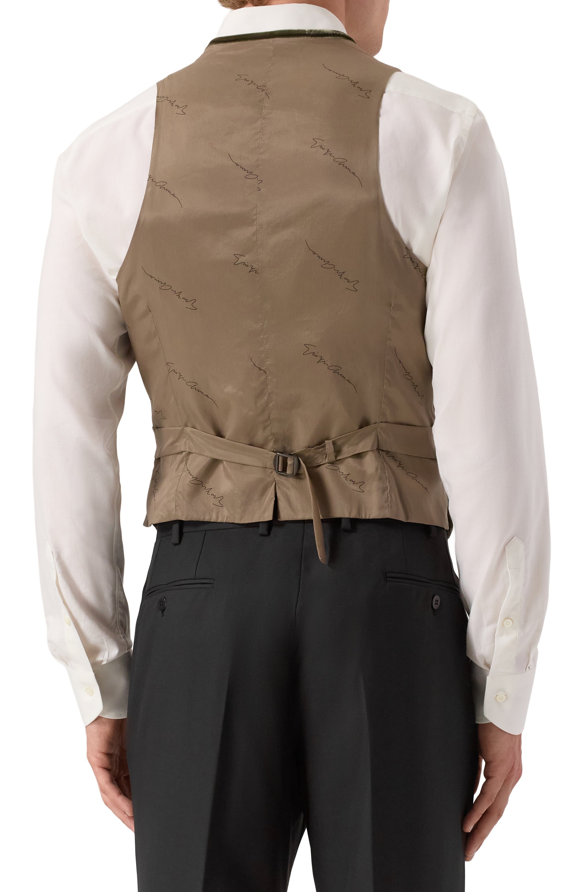 Бархатный жилет GIORGIO ARMANI хаки цвета по цене 111000 руб., арт. 0WGGK01T/T0025, фото 4 Бархатный жилет GIORGIO ARMANI, арт. 0WGGK01T/T0025, фото 4