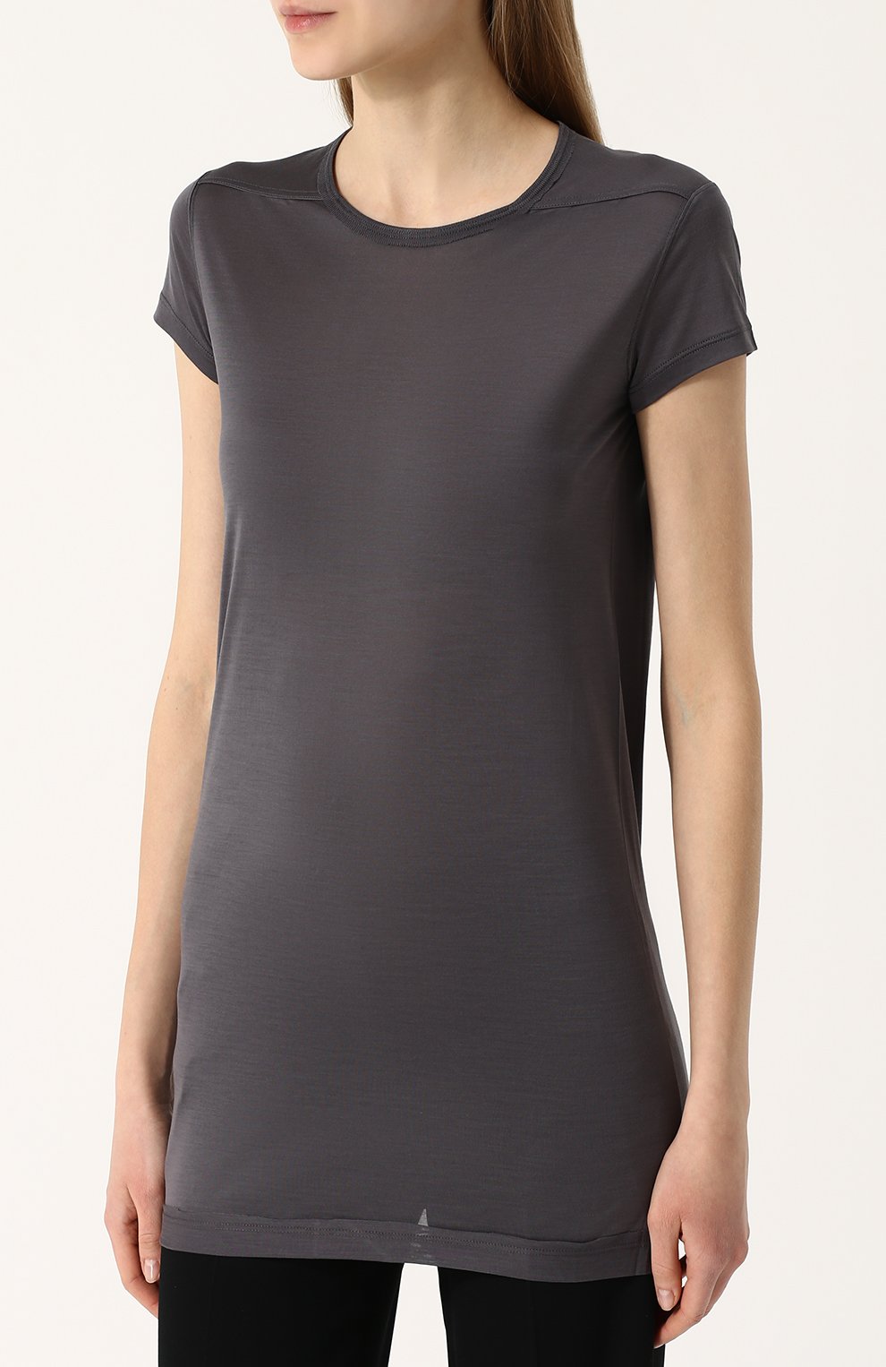 Удлиненный шелковый топ с круглым вырезом RICK OWENS, арт. RP18S8203/JR, фото 3