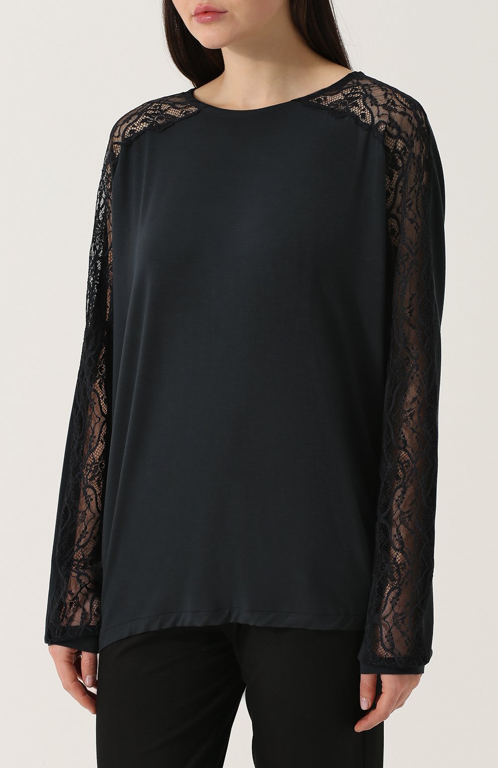 Лонгслив с круглым вырезом и кружевной вставкой ZIMMERLI, арт. 762-3954, фото 3