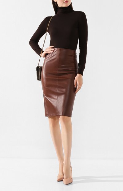 Кожаная юбка BRUNELLO CUCINELLI коричневого цвета по цене 289500 руб., арт. M0PULG2805, фото 2 Кожаная юбка BRUNELLO CUCINELLI, арт. M0PULG2805, фото 2