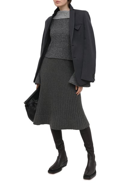 Кашемировая юбка TEGIN серого цвета по цене 43000 руб., арт. FS4817, фото 2 Кашемировая юбка TEGIN, арт. FS4817, фото 2