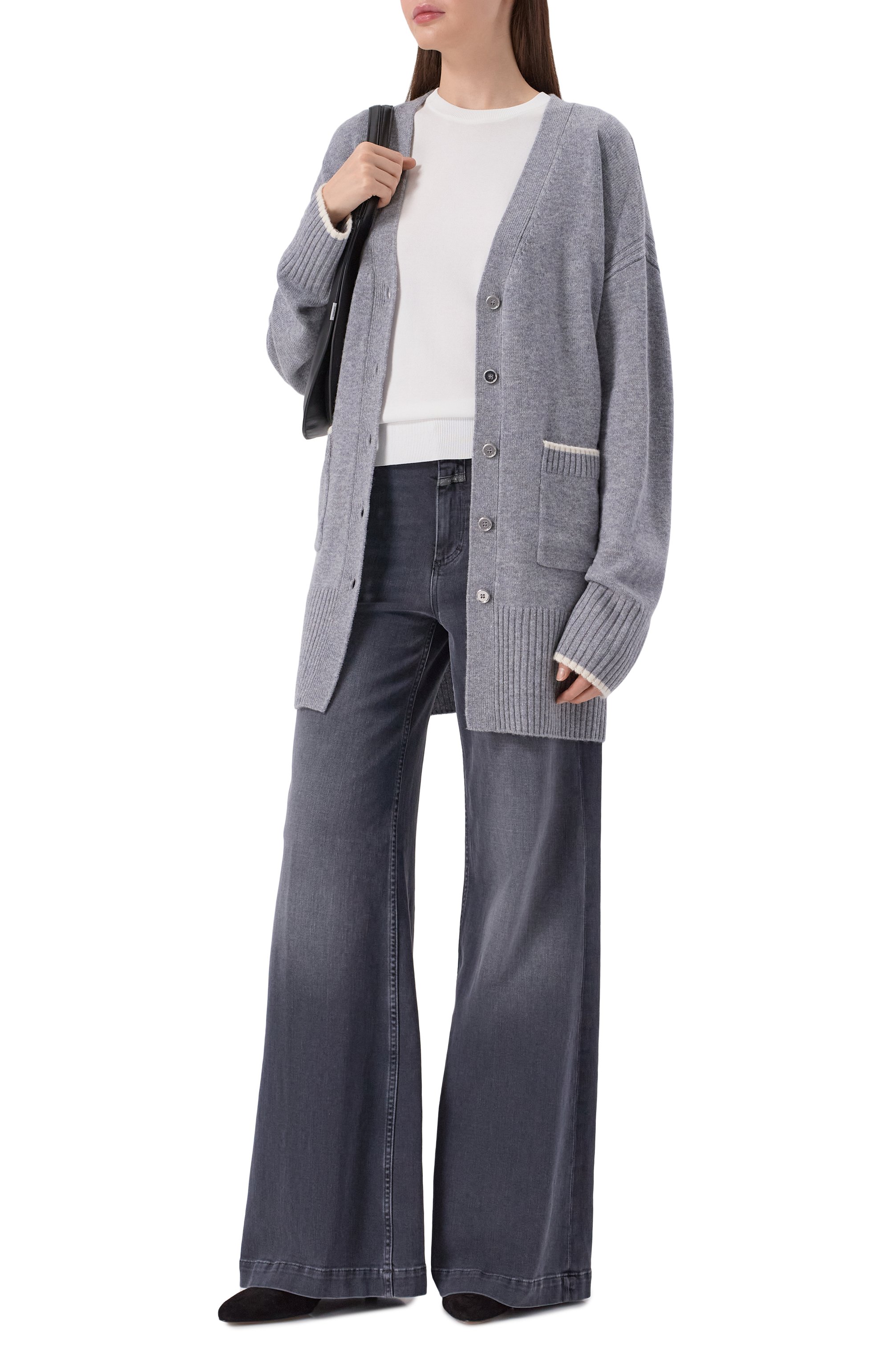 Кардиган из шерсти и кашемира PINKO серого цвета по цене 27900 руб., арт. 105451/A2Q9, фото 2 Кардиган из шерсти и кашемира PINKO, арт. 105451/A2Q9, фото 2