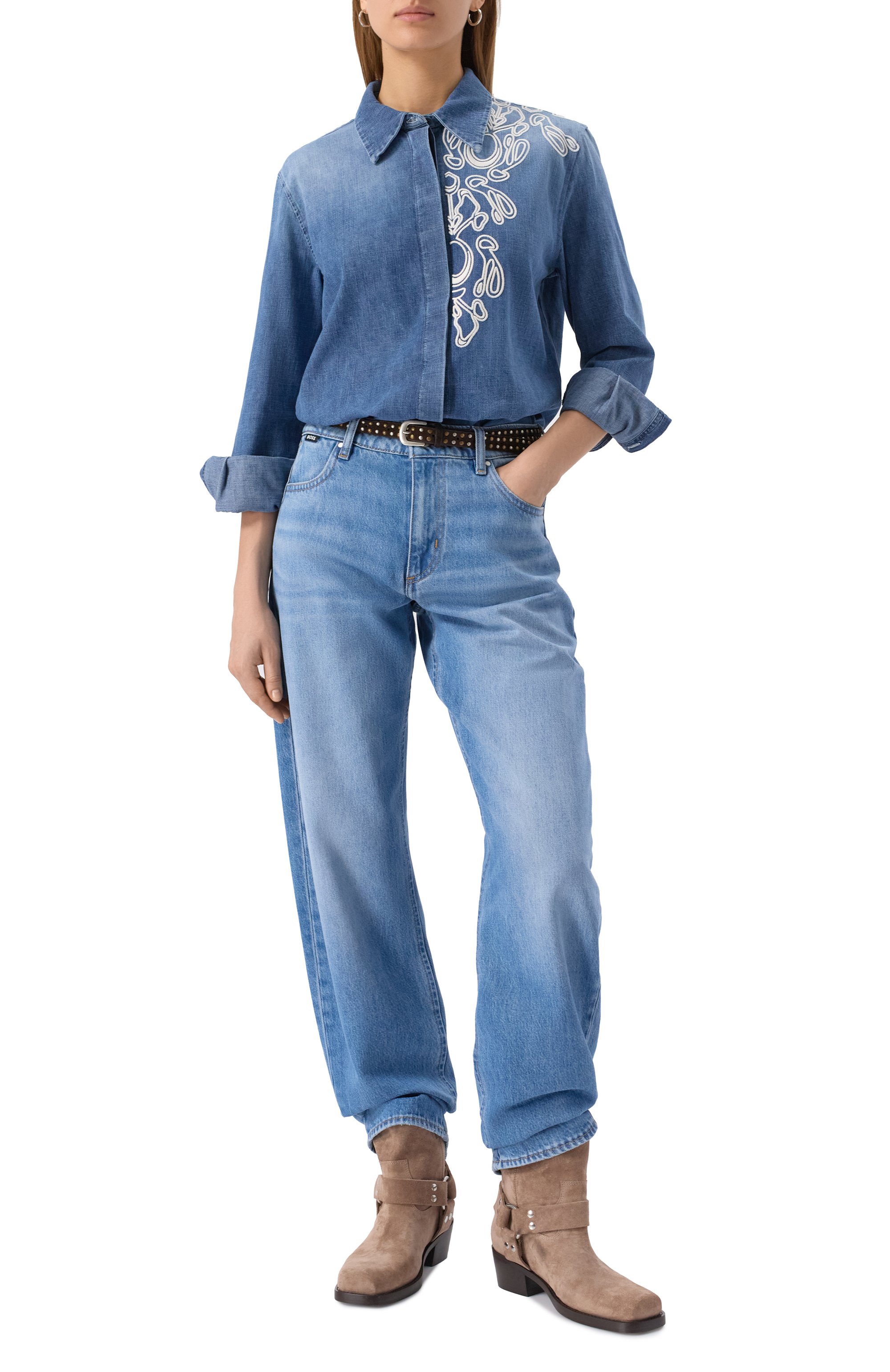 Джинсы BOSS синего цвета по цене 27500 руб., арт. 50538602, фото 2 Джинсы BOSS, арт. 50538602, фото 2