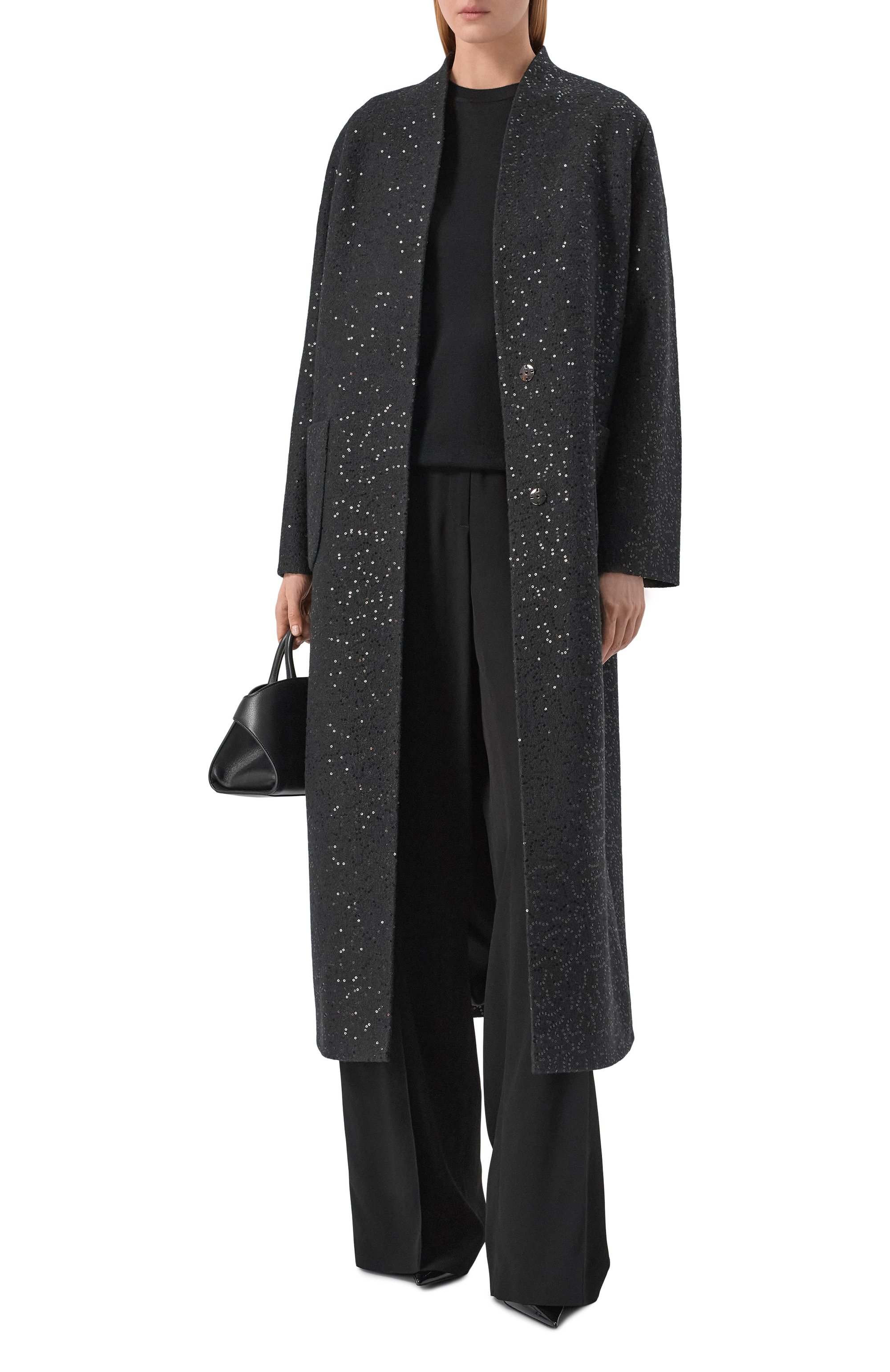 Шерстяное пальто с отделкой пайетками SEVEN LAB, арт. CX black brilliant, фото 2