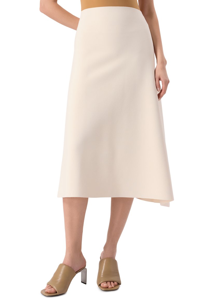 Женская юбка из вискозы JIL SANDER кремового цвета, арт. J04MA0105-J18208 | Фото 3 (Длина Ж (юбки, платья, шорты): Миди; Материал внешний: Вискоза; Кросс-КТ: костюм, Трикотаж; Стили: Минимализм; Автоматизация ТО: Проставлено; Автоматизация состава: Проставлено)