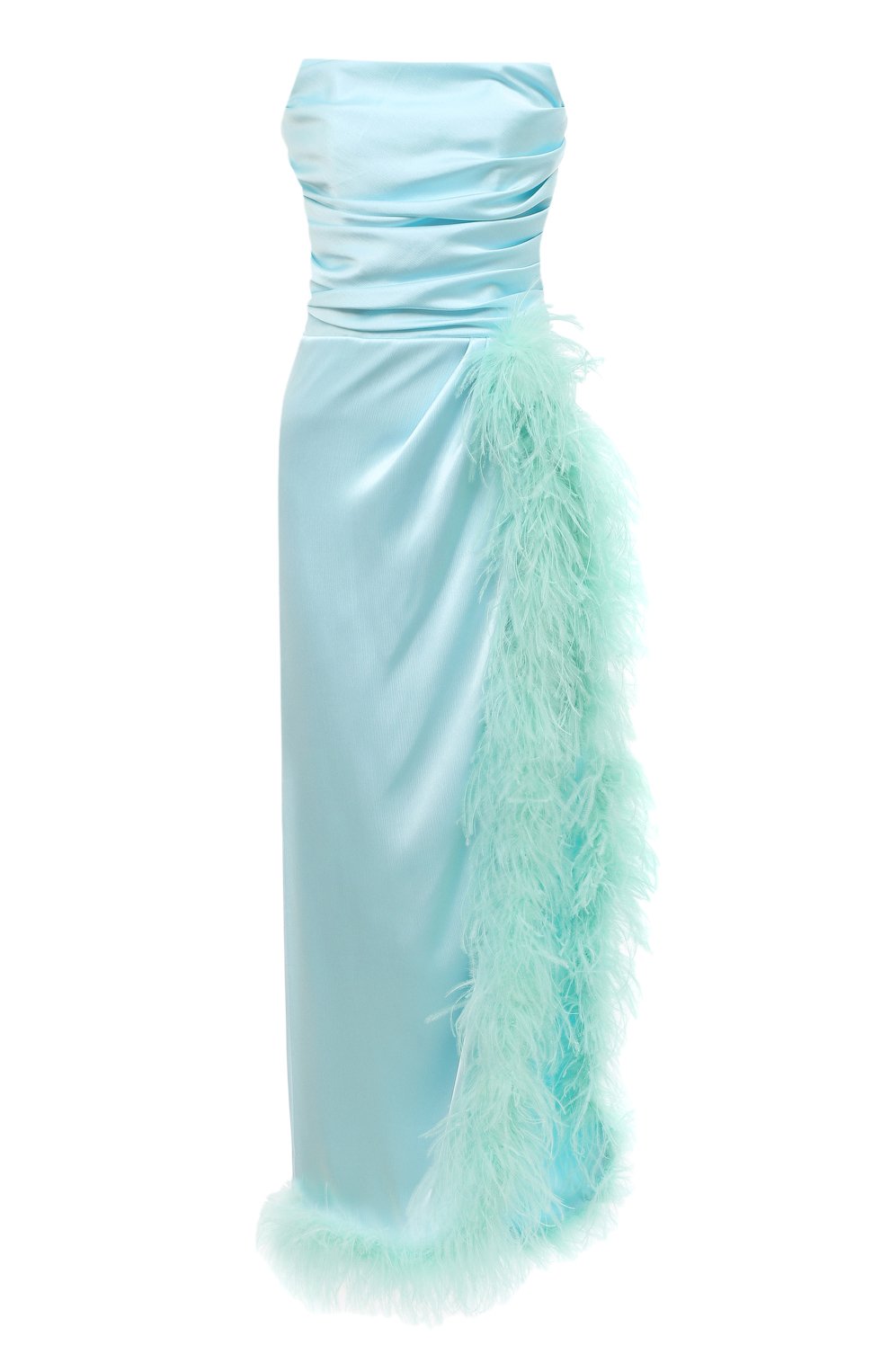 Атласное платье с отделкой перьями SASHA KIM, арт. УТ-00001287, фото 1