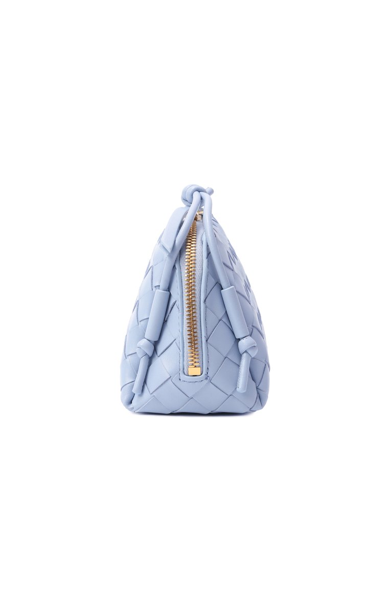 Женская сумка concert pouch BOTTEGA VENETA светло-голубого цвета, арт. 794258/VCPP1 | Фото 4 (Ремень/цепочка: На ремешке; Материал: Натуральная кожа; Размер: mini; Автоматизация состава: Проставлено; Автоматизация ТО: Проставлено)
