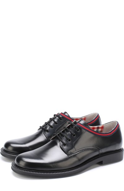 Кожаные дерби с контрастной отделкой GUCCI, арт. 488131/D7310, фото 1