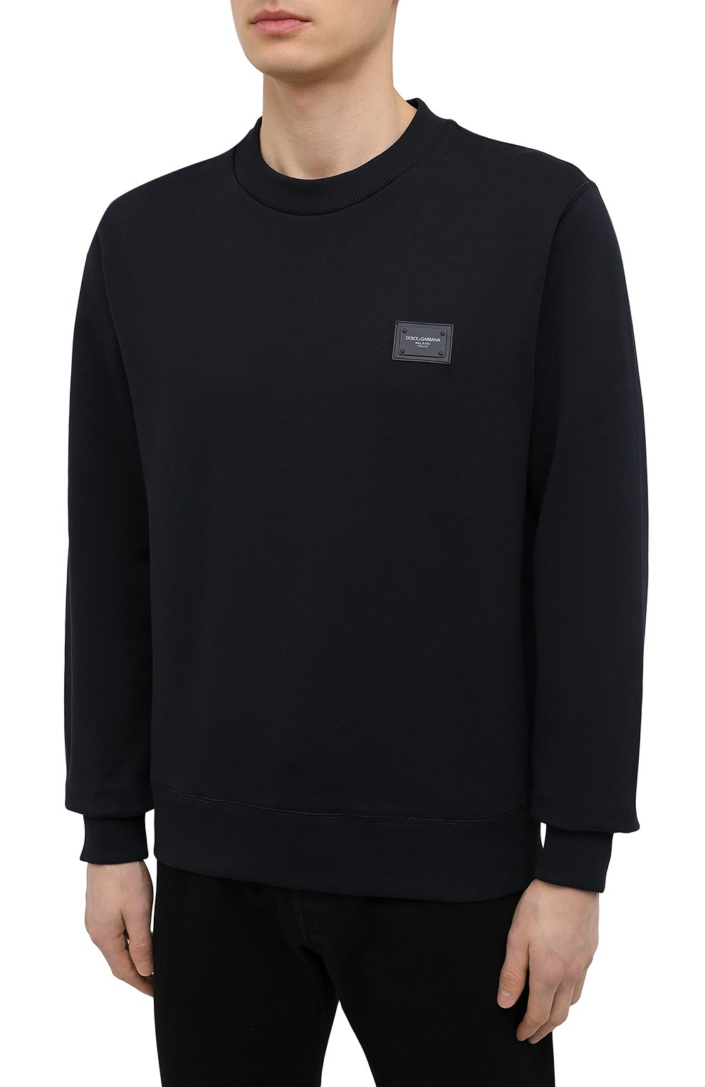 Хлопковый свитшот DOLCE & GABBANA темно-синего цвета по цене 69800 руб., арт. G9PD3T/FU7DU, фото 3 Хлопковый свитшот DOLCE & GABBANA, арт. G9PD3T/FU7DU, фото 3