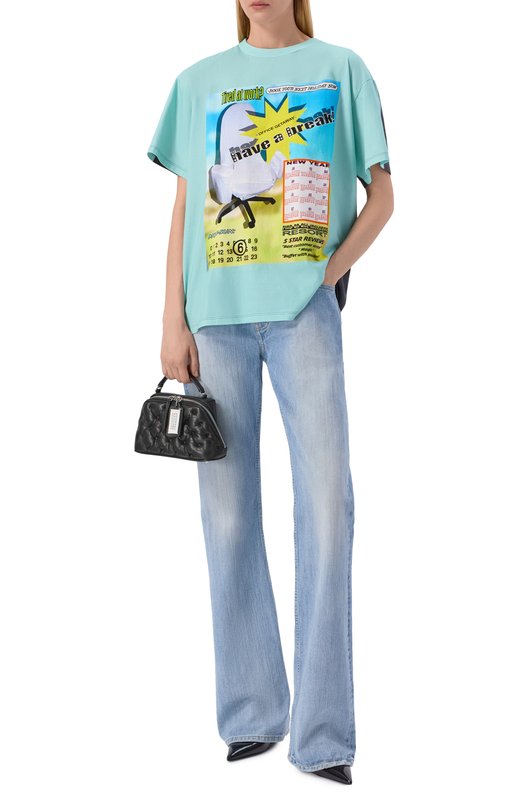 Хлопковая футболка MM6 SH0GC0065/M20181 Голубой  SH0GC0065/M20181 Фото 2