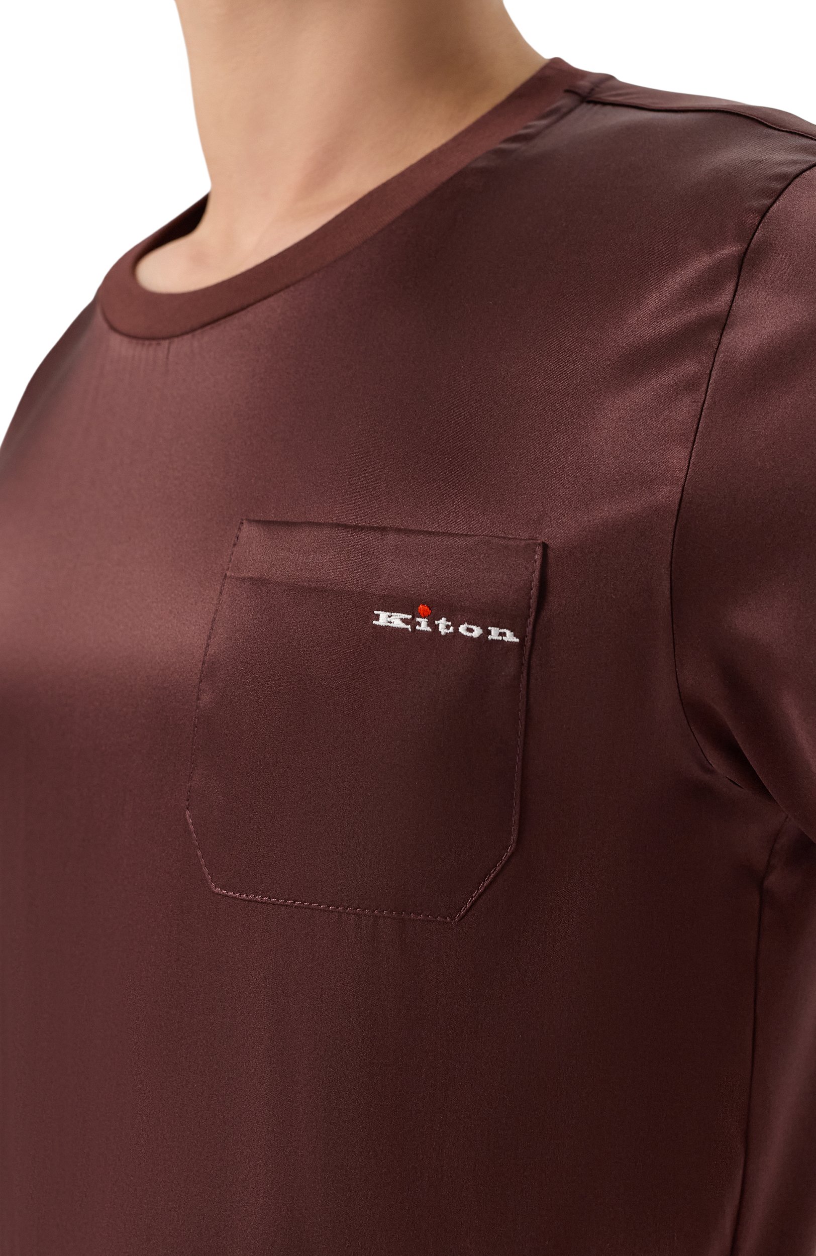 Шелковая футболка KITON коричневого цвета по цене 161000 руб., арт. UNWM019K0265L, фото 5 Шелковая футболка KITON, арт. UNWM019K0265L, фото 5