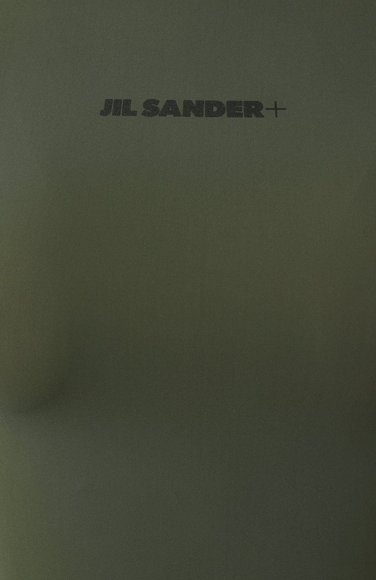 Женский рашгард JIL SANDER хаки цвета, арт. J40SD0115/J20011 | Фото 4 (Длина Ж (юбки, платья, шорты): Мини; Женское Кросс-КТ: Раздельные купальники; Рукава: Длинные; Материал внешний: Синтетический материал)