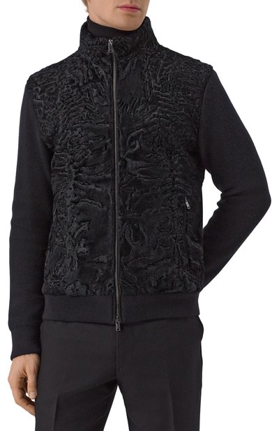 Кардиган с отделкой из свакары MVST черного цвета по цене 850000 руб., арт. FTRECK-ES4440SW, фото 3 Кардиган с отделкой из свакары MVST, арт. FTRECK-ES4440SW, фото 3