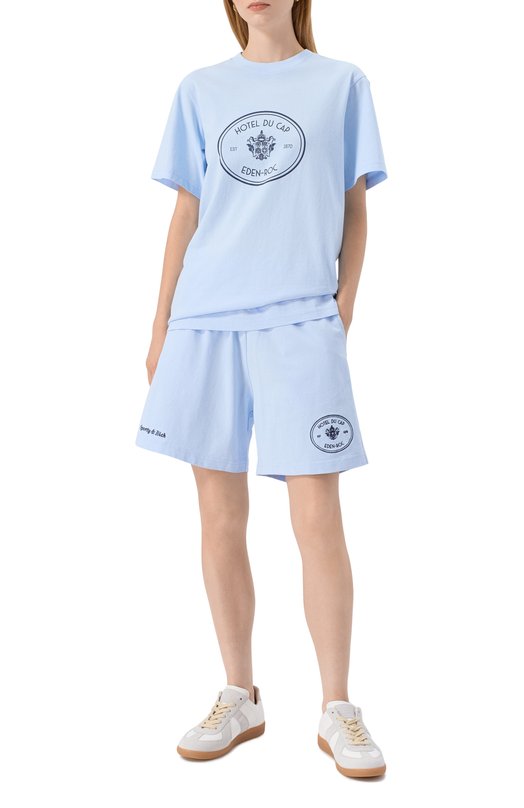Хлопковые шорты Sporty and Rich SH03960666BL90 Голубой  SH03960666BL90 Фото 2