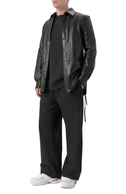 Кожаная куртка-рубашка Ann Demeulemeester B0013403/LT137 Чёрный  B0013403/LT137 Фото 2
