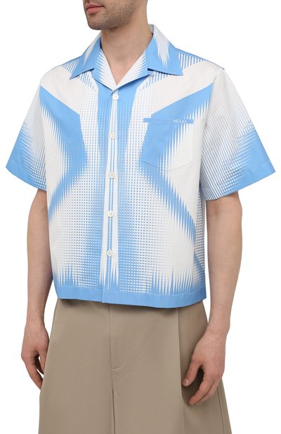 Хлопковая рубашка PRADA белого цвета по цене 130000 руб., арт. UCS318-1YN2-F0UB3-211, фото 3 Хлопковая рубашка PRADA, арт. UCS318-1YN2-F0UB3-211, фото 3